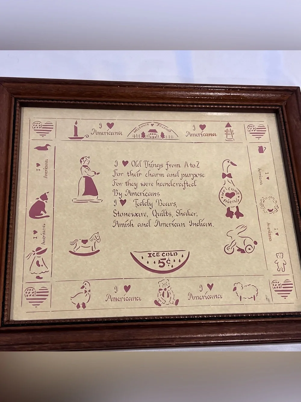 Vintage 1986 Designs With Scissors Americana Folk Art Framed Decor